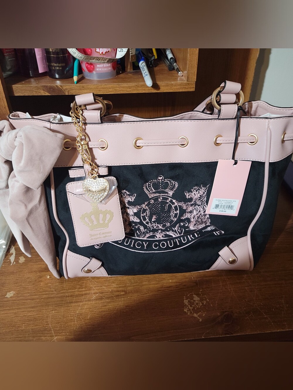 Juicy couture licorice Classic scottie dogs tote daydreamer. Nwt